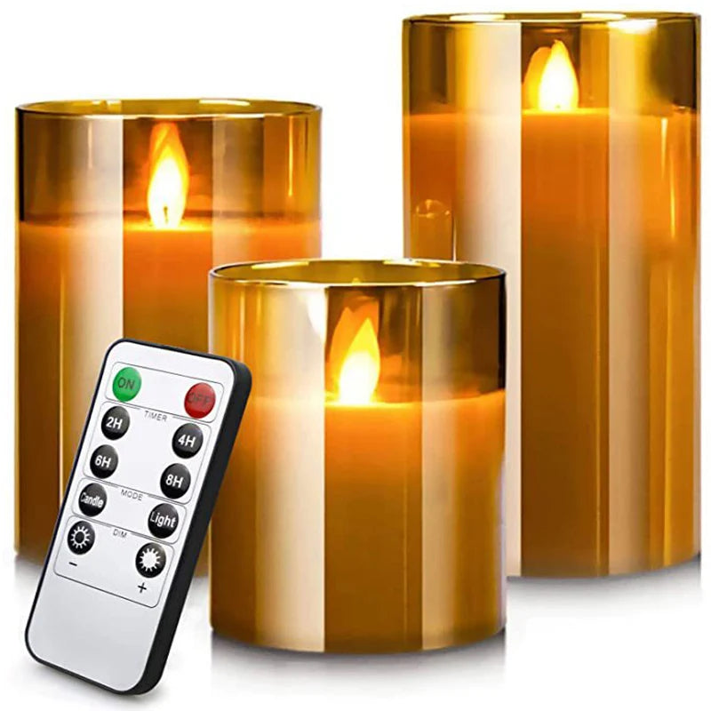 Bougies sans flamme 3D wick bougie LED électrique à piles avec télécommande pour fête hôtel mariage décoration d'anniversaire