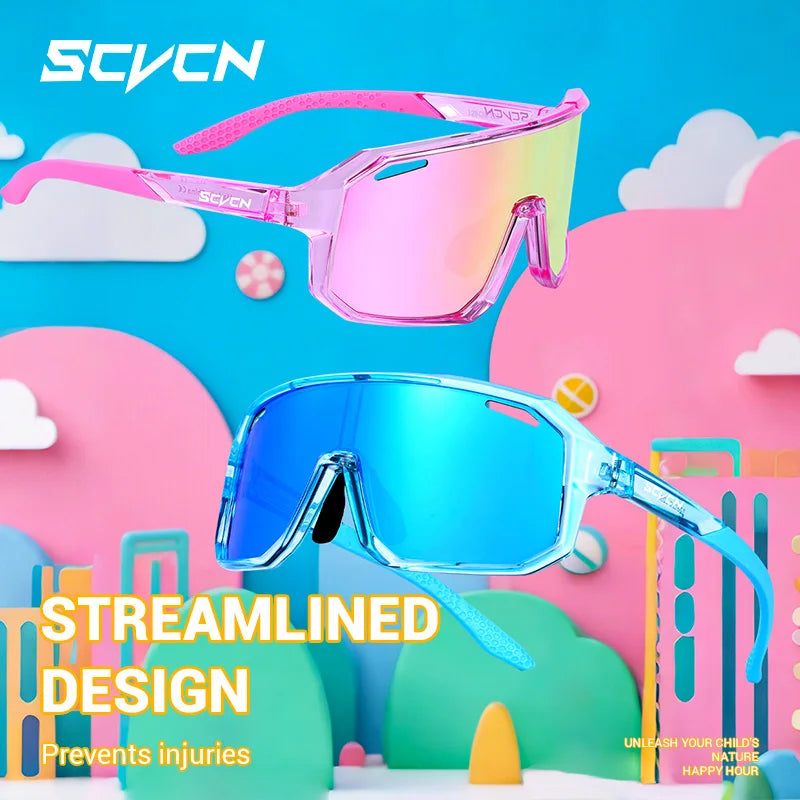 SCVCN mode enfants lunettes de soleil enfant sport lunettes garçon en plein air course patinage à roulettes lunettes de soleil fille vtt cyclisme lunettes