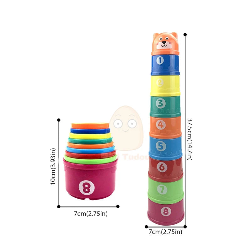 Jouets pour bébé, tasse empilable, dessin animé, apprentissage éducatif précoce, couleur, nidification, tri, bain-douche, jeu d'eau et de sable pour enfants