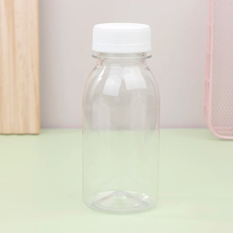 Bouteille d'eau en plastique transparente pour enfants, bouteille de jus, bouteille de lait en l'horloge, bouteille de boisson avec couvercle, portable AfricWater HI, 200ml, 6 pièces