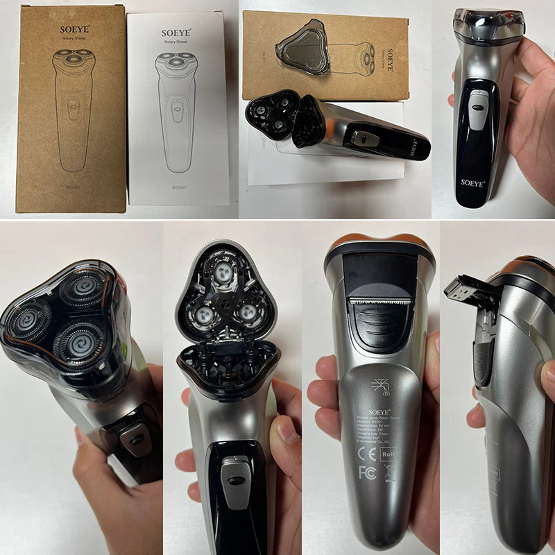 Rasoir électrique pour hommes rasoir électrique SOEYE rasoir pour hommes lame flottante 3D tondeuse à barbe Recharge USB Machine de coupe de cheveux