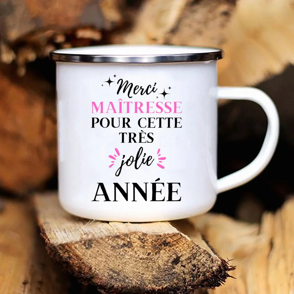Tasse émaillée de remerciement, cadeau d'urgence pour les amateurs de café, cadeaux originaux pour les enseignants, cadeau de fin d'année scolaire, surprise pour l'enseignant
