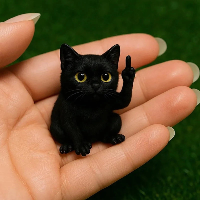 Funny Middle Finger Animal Statue, Mini Dog and Cat Figurine, Resin Desk Ornament, Highland Cattle Frog Sculpture for Office and Home