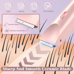 Electric shaver for women, waterproof shaver for wet and dry hair, 2-in-1 double head, double bikini trimmer, hair clipper, detachable head