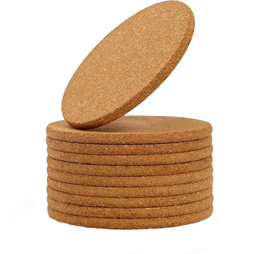 Sous-verres ronds en liège naturel, 10 pièces, tapis en bois, durables, antidérapants, pour thé, café, tasse, porte-boissons, décoration de Table, fournitures pour la maison, bricolage