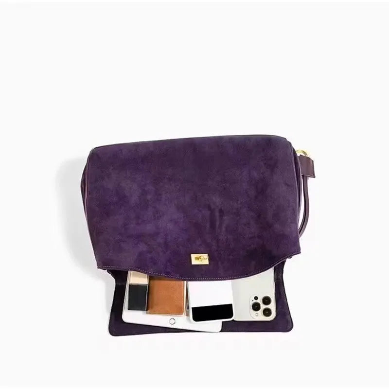 Sac à main de luxe pour femmes, café violet, marque avancée, Simple, fourre-tout en daim givré, sac à bandoulière de voyage pour banlieue