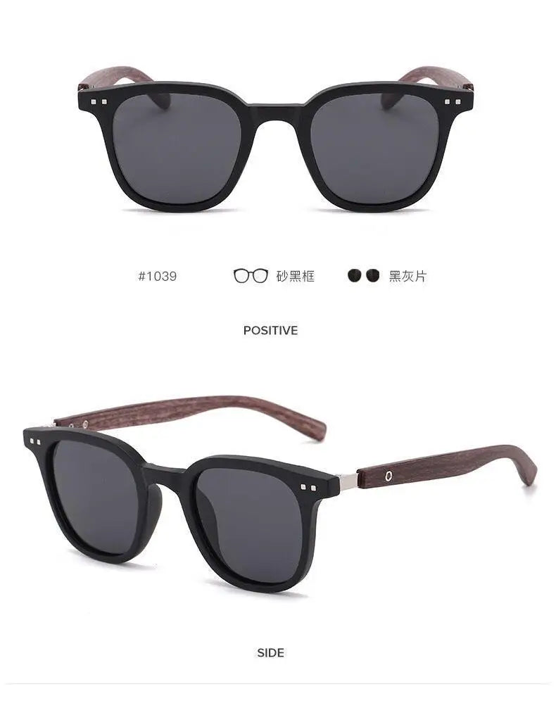 Lunettes De soleil classiques à jambes miroir en Grain De bois pour hommes, petite monture carrée, lunettes De haute qualité pour femmes, UV400 Oculos De Sol
