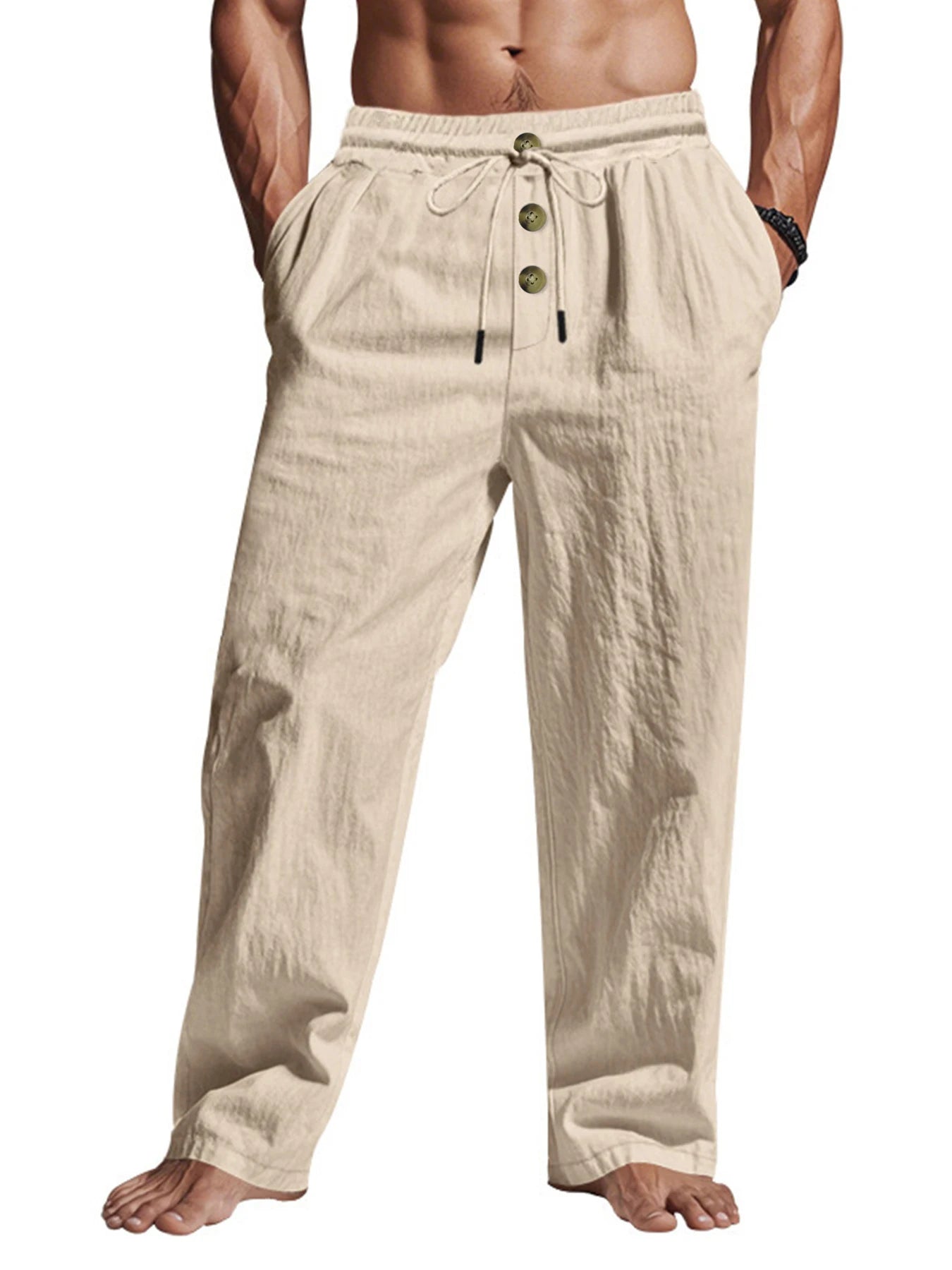 Pantalon décontracté homme 2025 printemps/été nouveau homme grande taille blanc pantalon droit solide plage noir Fitness pantalon S-XXXL