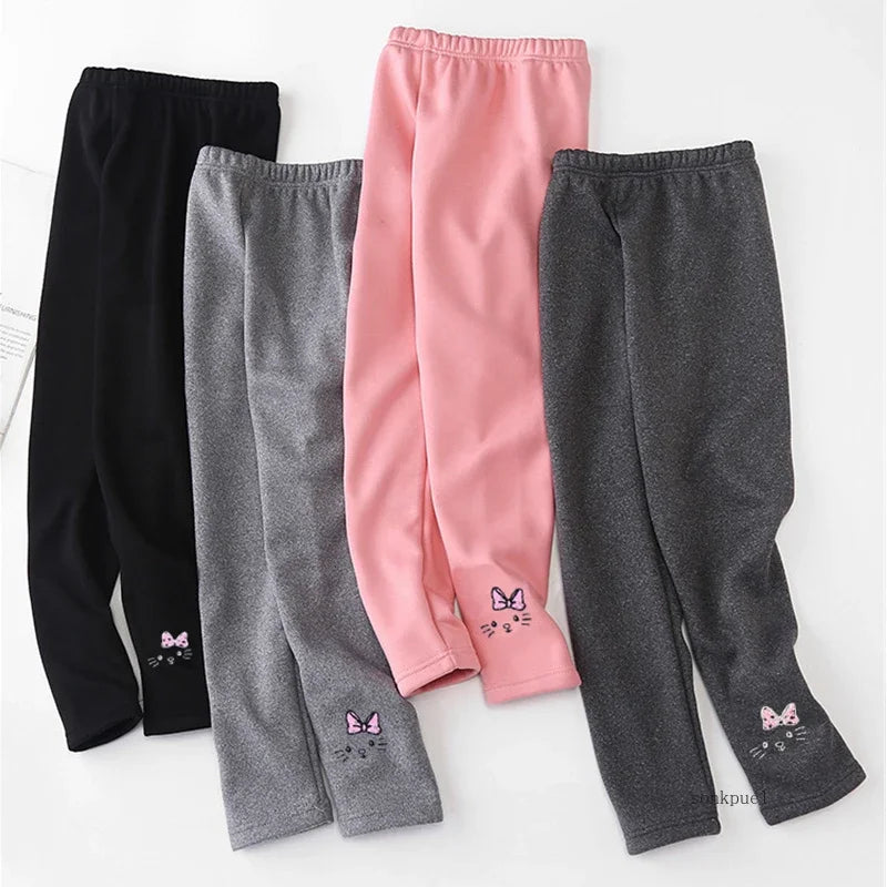 Thick and warm velvet leggings for girls aged 2 to 8 years, tights with a knee-length hem, for children, autumn and winter