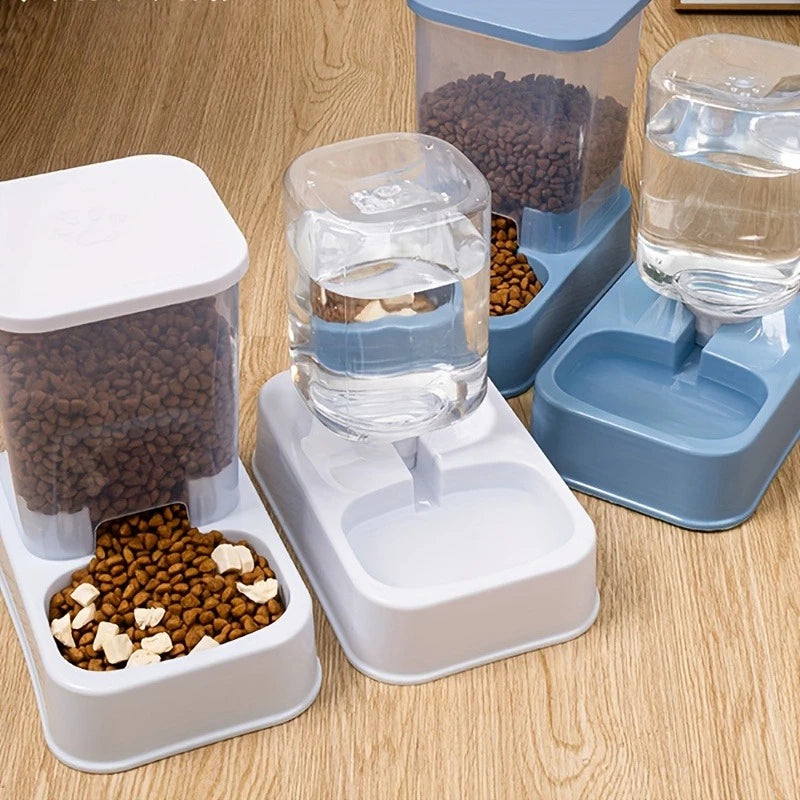 Automatic cat and dog feeder with water dispenser, pet bowl and drinker, intelligent portion control for cats and dogs, battery-free