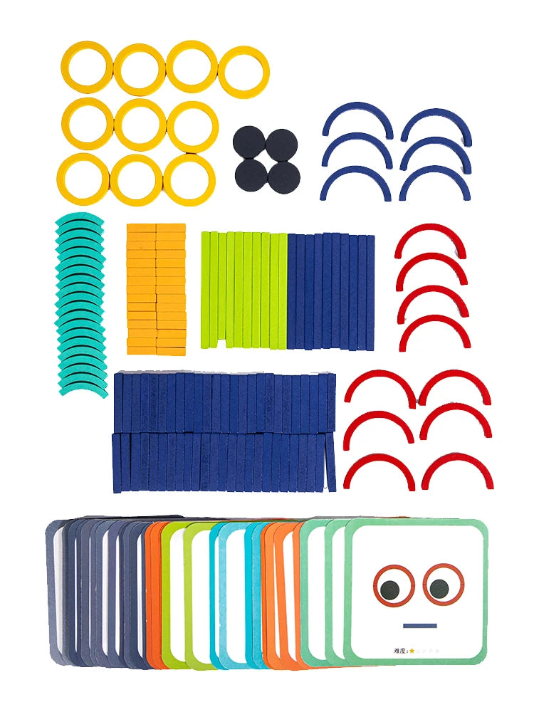 Bâtons et anneaux créatifs en bois, Puzzle, jeu d'intelligence, jouets éducatifs Montessori pour enfants de 3 ans