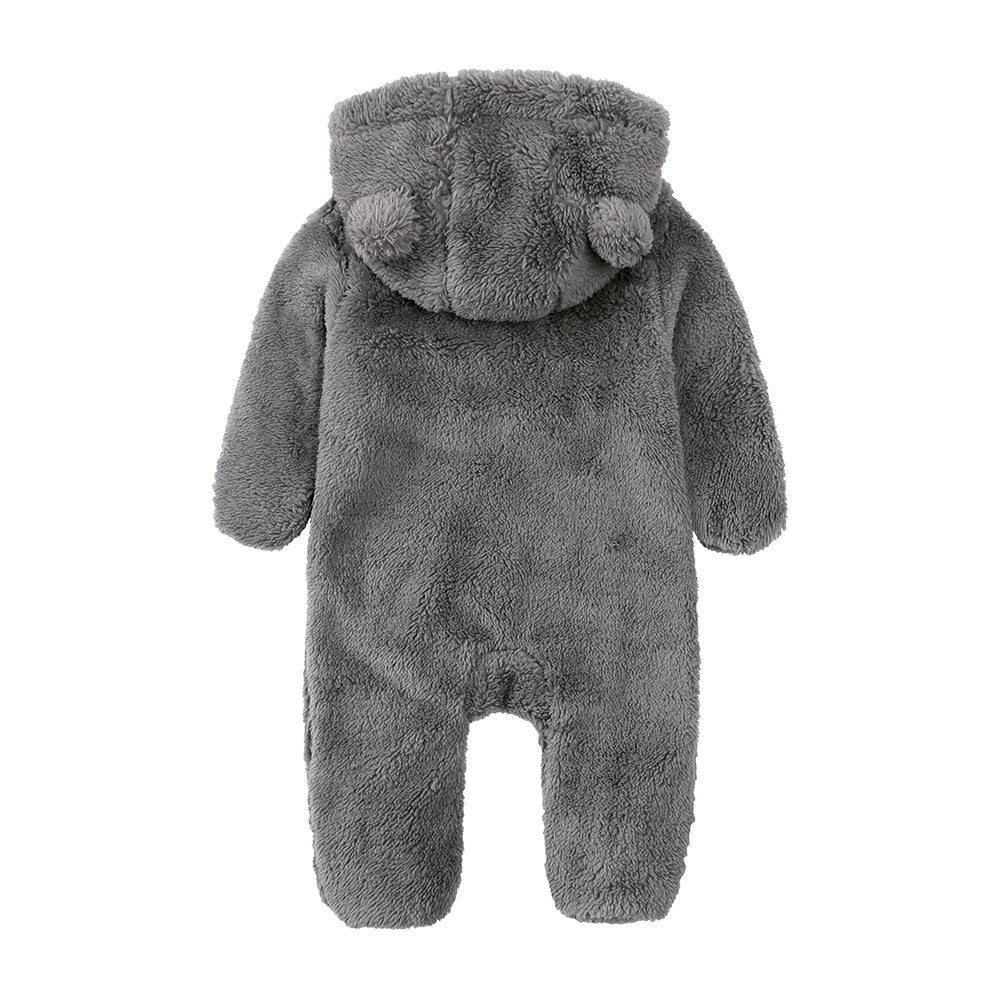 Barboteuse pour bébé de 0 à 24 mois, vêtements d'hiver pour nouveau-né, garçon et fille, body à fermeture éclair, ours en polaire, pyjama à capuche
