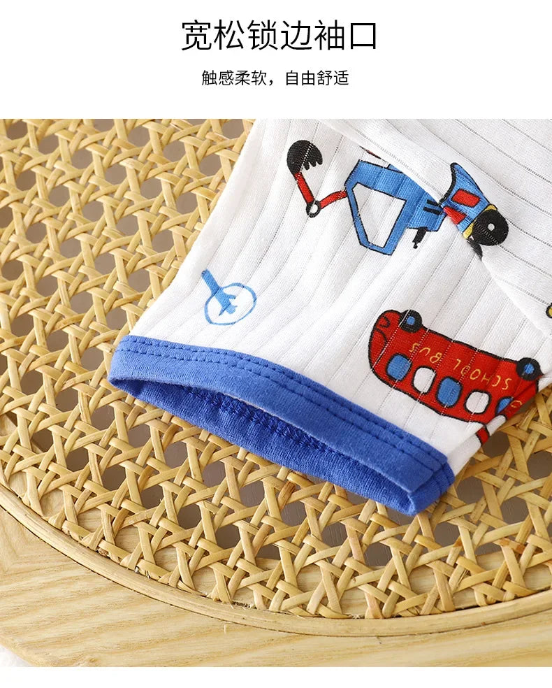 Ensemble de vêtements d'été en pur coton pour enfants, t-shirt à manches courtes avec Short, dessin animé mignon, pyjama décontracté pour bébés en bas âge