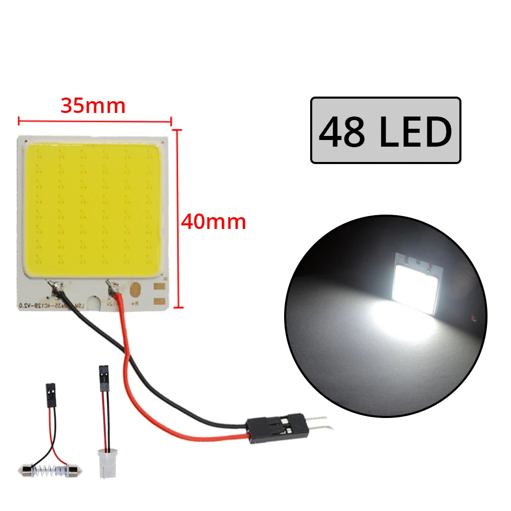 4x Cob 18SMD 24SMD 36SMD 48SMD blanc T10 W5w voiture Led dégagement panneau d'immatriculation lampe Auto intérieur lecture ampoule coffre feston lumière