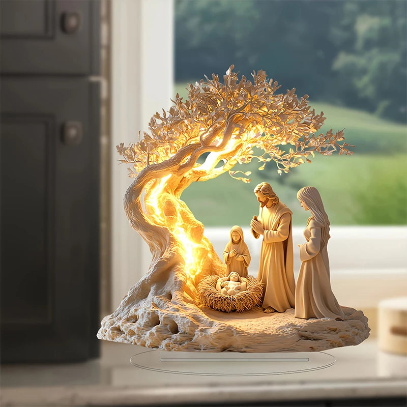 Easter nativity scene figurine, table decoration, nativity figurine set, home decoration