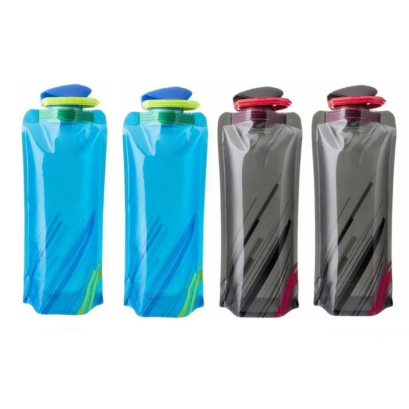 Bouteille d'eau de voyage pliable et réutilisable, en plastique, souple, avec mousqueton