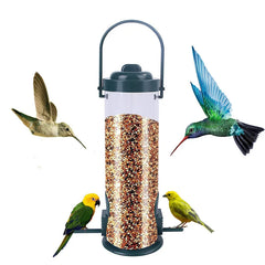 Pet bird feeder, outdoor hanging food dispenser, multiple holes, small bird feeder, automatic foot feeder, bird supplies