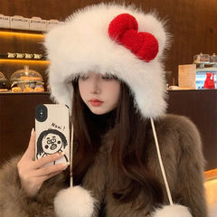 Chapeau seau mignon Hello Kitty avec cordon réglable, chapeau d'hiver à la mode, coupe-vent, matériau épais, casquette Streetwear Kawaii pour fille