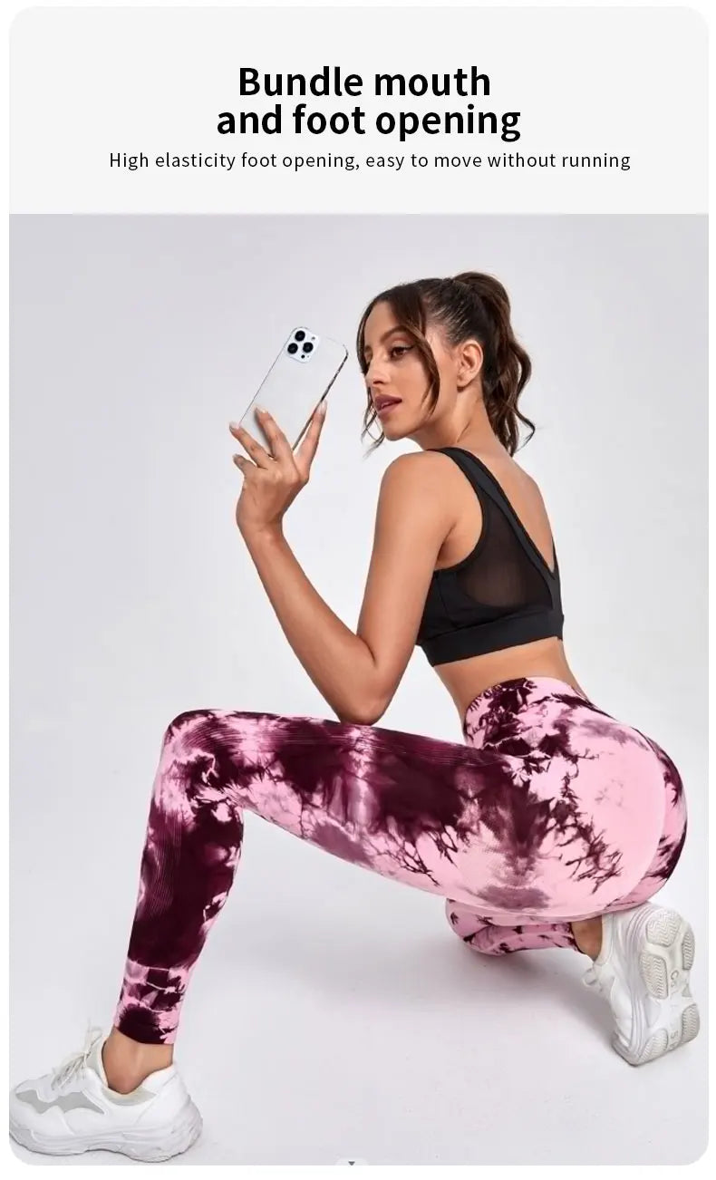 Aught Dye-Leggings de yoga taille haute sans couture pour femmes, pantalons de sport, collants push-up, vêtements de sport, entraînement de fitness, nouveau, 2023