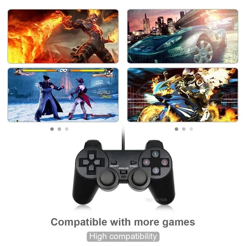 Contrôleur de jeu filaire 1/2 pièces manette de jeu USB pour PC Windows ordinateur portable Joystic Joypad pour WinXP/Win7/8/10 manette de jeu noire