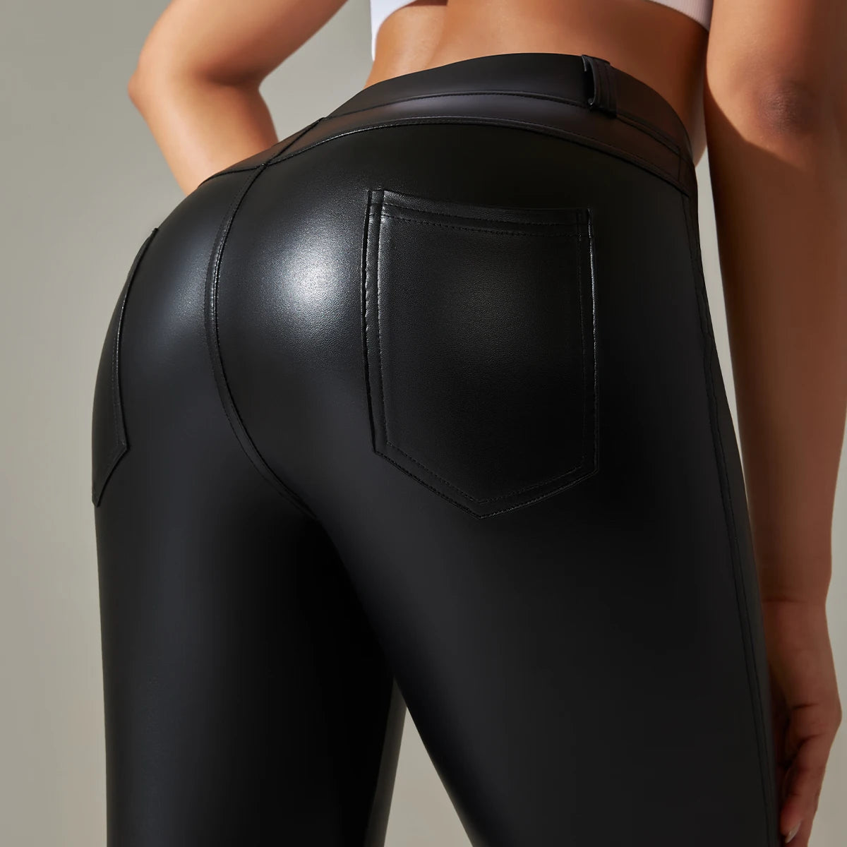 Leggings en cuir PU femmes Sexy Scrunch fesses Leggings filles Faux cuir pantalon taille haute Push Up Leggings décontractés 6 couleurs