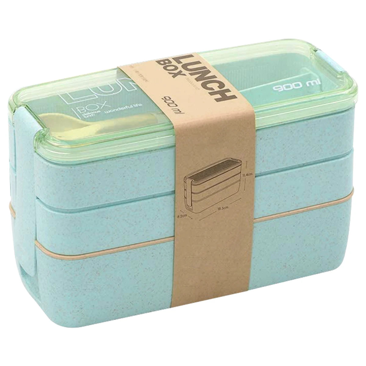 Boîte à Bento de 900ml pour enfants, 3 boîtes à déjeuner empilables, anti-fuite, récipient alimentaire Portable, paille de blé, boîte de stockage des aliments, lave-vaisselle