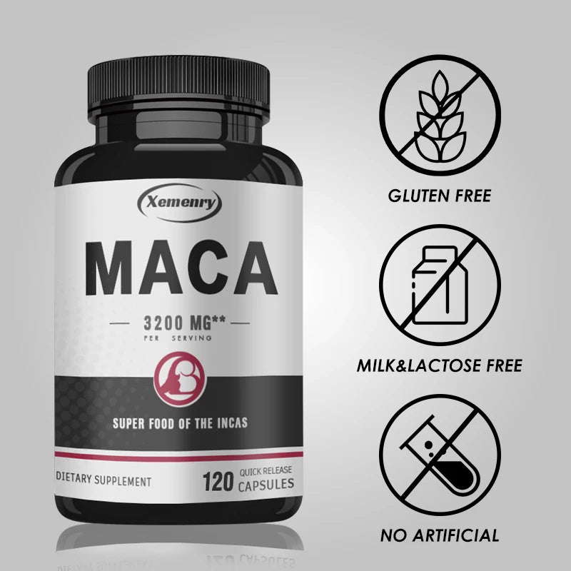 Maca - Performance athlétique, améliore la masse et l'endurance musculaire, la réparation musculaire et la résistance à la fatigue - 120 gélules