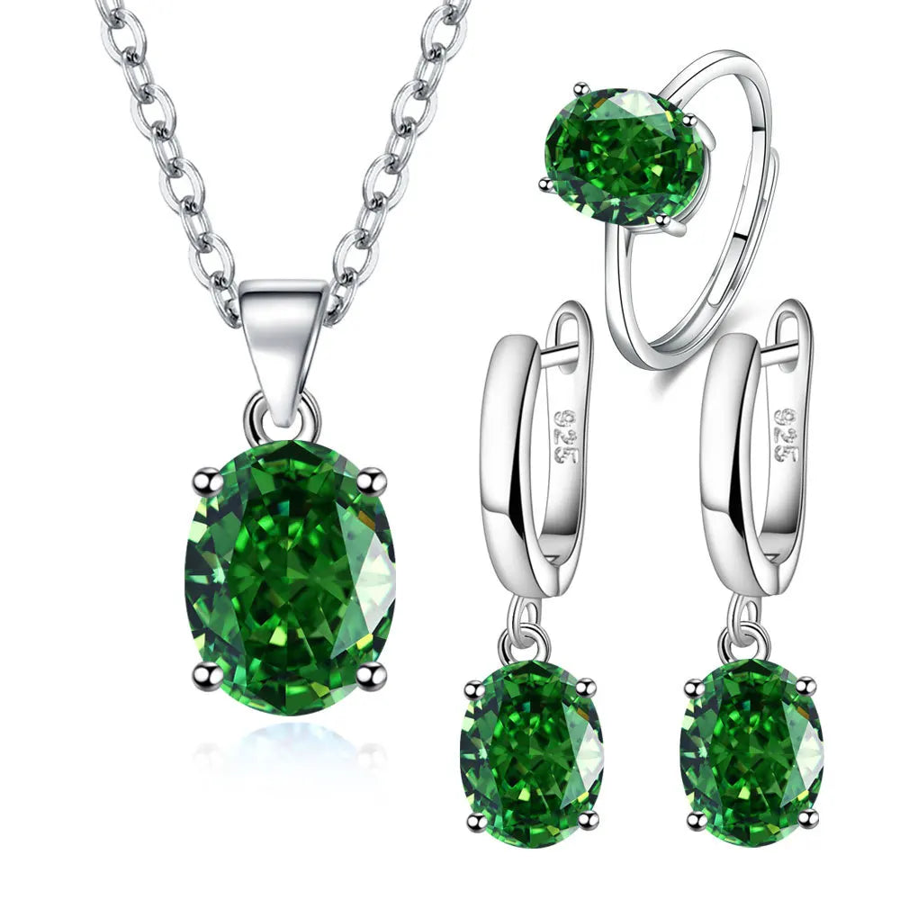 ElassorZkeys-Ensembles de bijoux en argent regardé 925 pour femmes, bague, collier, boucles d'oreilles, accessoires de luxe, offres