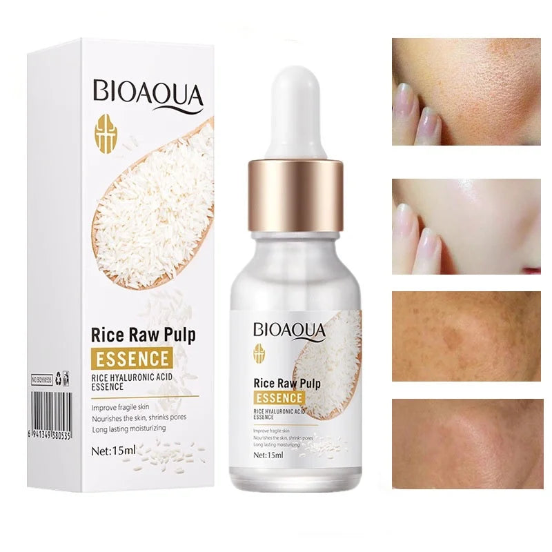 BIOAQUA Essence de riz acide hyaluronique Essence pour le visage nourrissant hydratant blanchissant Anti-rides sérum soins de la peau du visage