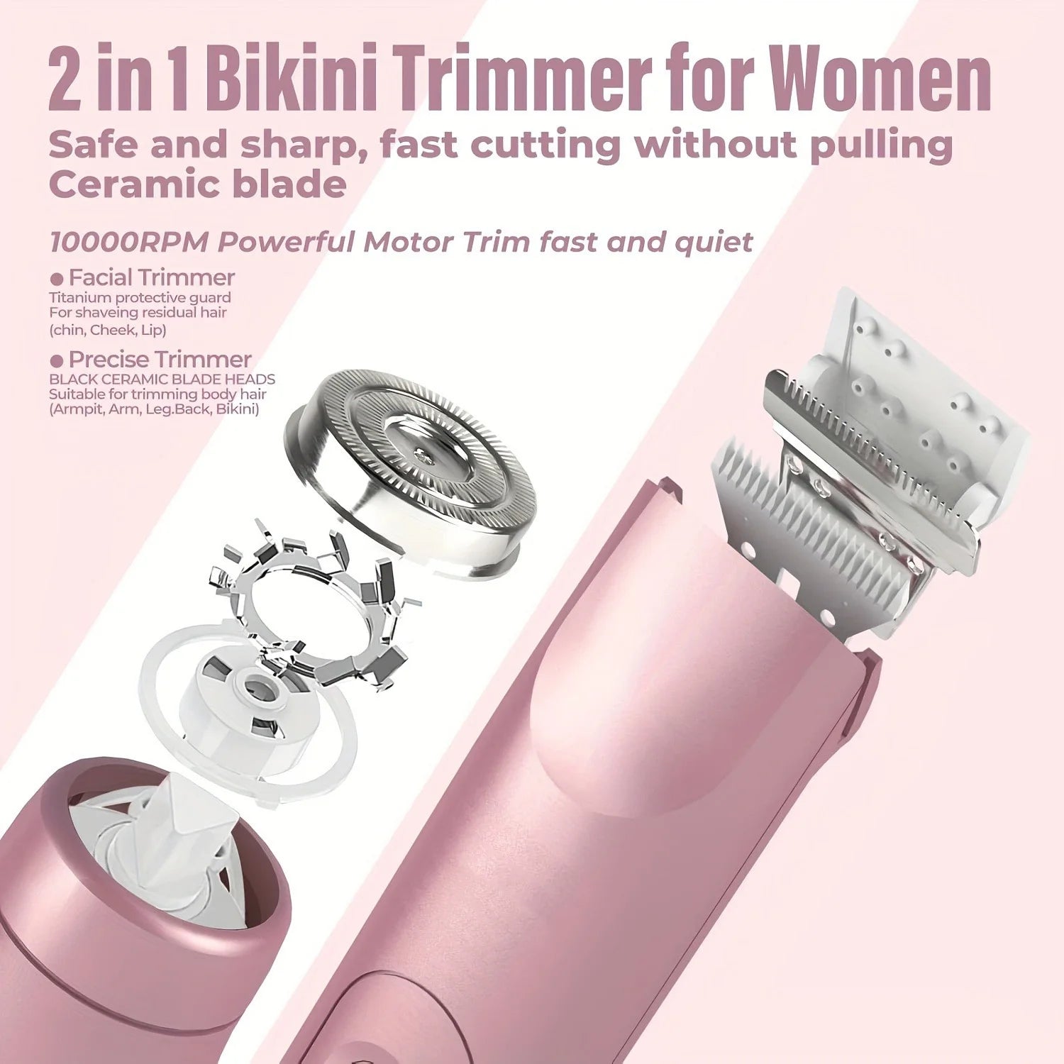 2-in-1 women's shaving tool, waterproof women's razor, razor for sensitive skin, electric razor for ingrown hair prevention