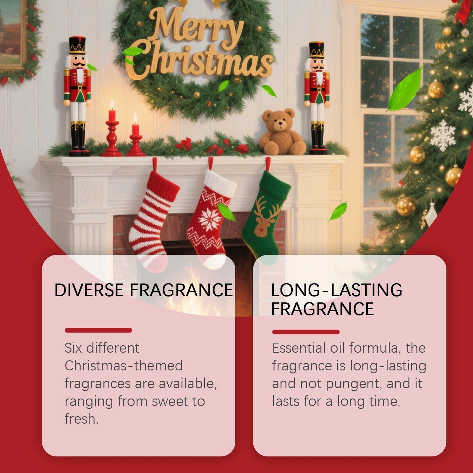 Ensemble d'huiles essentielles d'aromathérapie de noël, parfum longue durée, 6 parfums de vacances, parfums festifs et atmosphère relaxante, 6x10ml