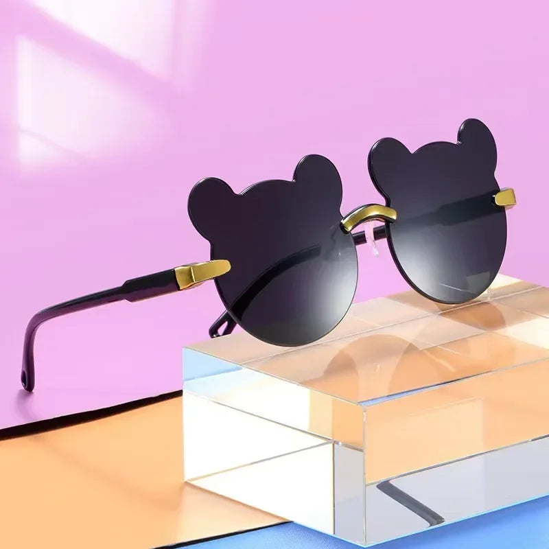 Lunettes de soleil pour enfants en forme d'ours lunettes pour enfants dessin animé sans monture UV400 lunettes pour enfants en plein air Anti-éblouissement filles garçons lunettes de soleil