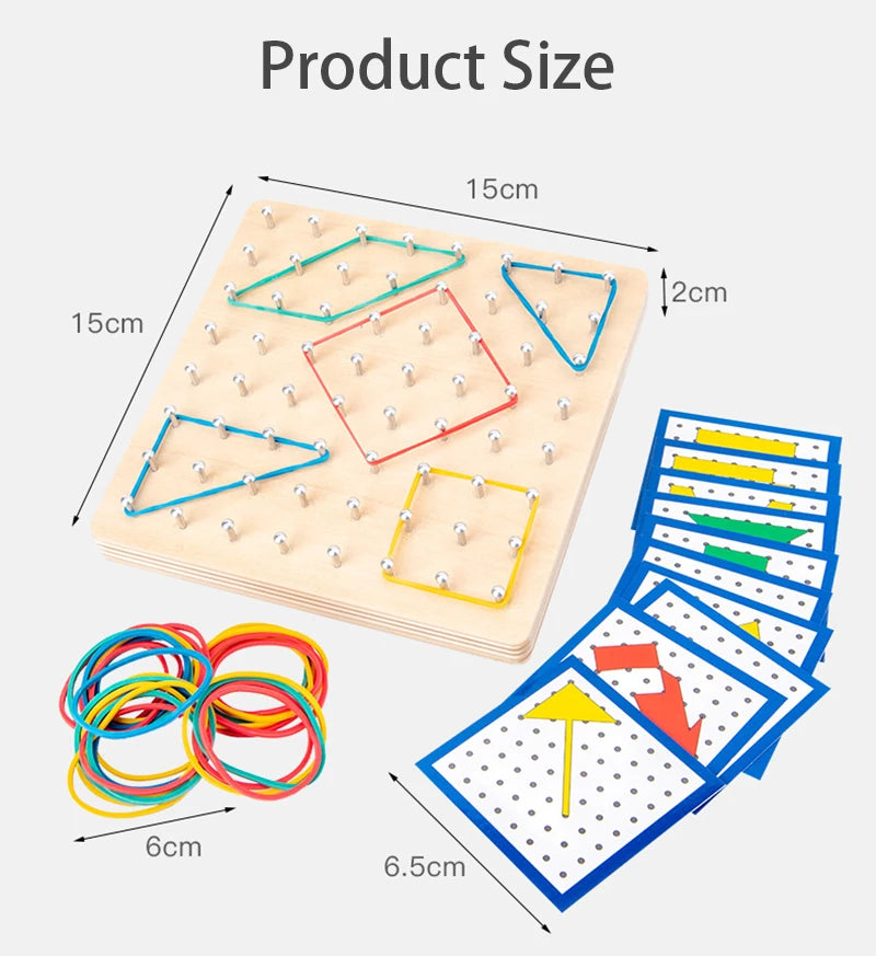 Ensemble de jouets mathématiques en bois pour enfants, bande de caoutchouc de forme géométrique, jeu de planche à air, jouet éducatif créatif Montessori, cadeau de noël fin