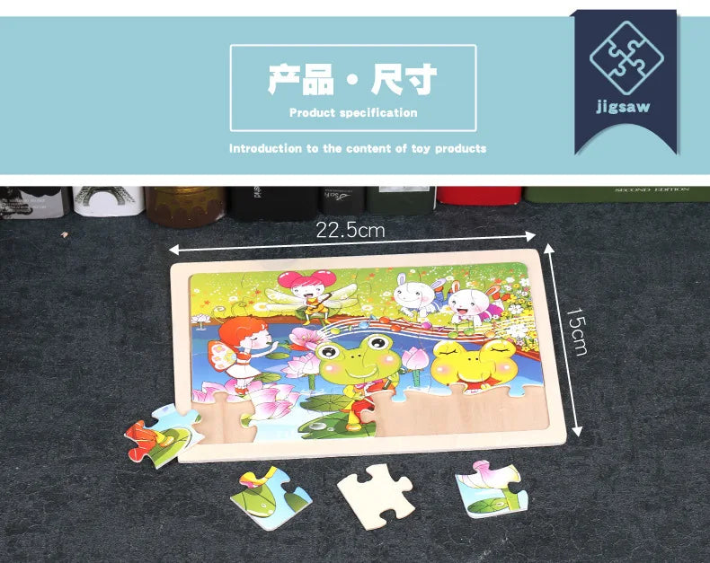 Nouveau 24 pièces Puzzles en bois enfants dessin animé Animal bois Puzzle jouets d'apprentissage éducatif précoce pour enfants cadeau