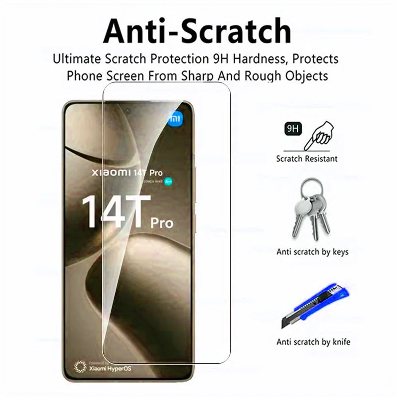 Tempered glass screen protector, 3-pack, for Xiaomi Mi 15T, 14T, 13T Pro; Protective film for Xiaomi Mi 12T, 11T, 10T Pro