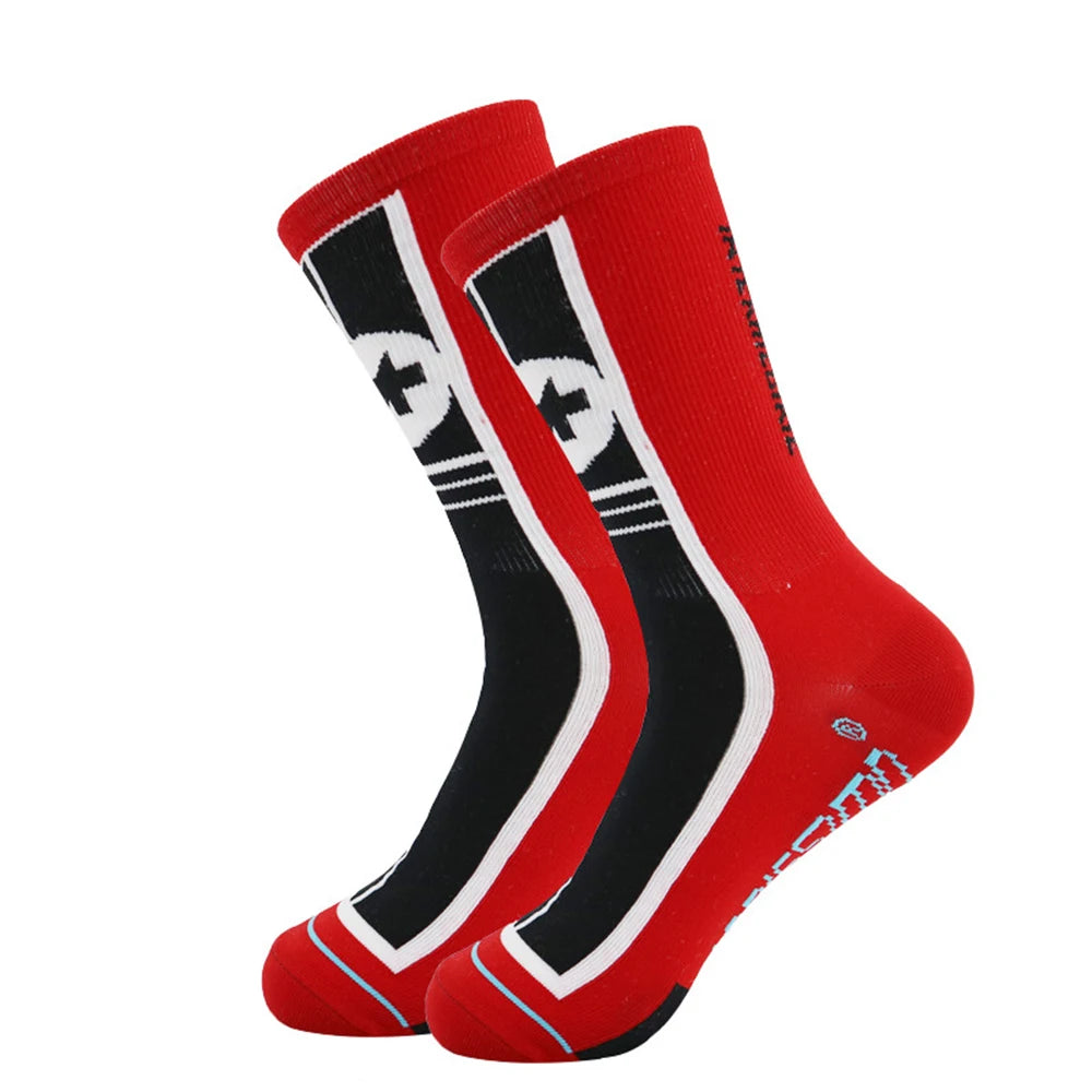 1 pair of football socks specifically designed for professional athletes, with thickened adhesive and anti-slip properties.
