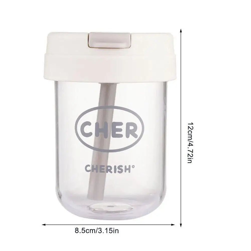 Mini Bouteille d'Eau avec Paille Anti-Chute pour Enfant Fille, 300ml, Mignon, Portable, pour dehors en Plein Air, Lait, Café, Frite, Thé