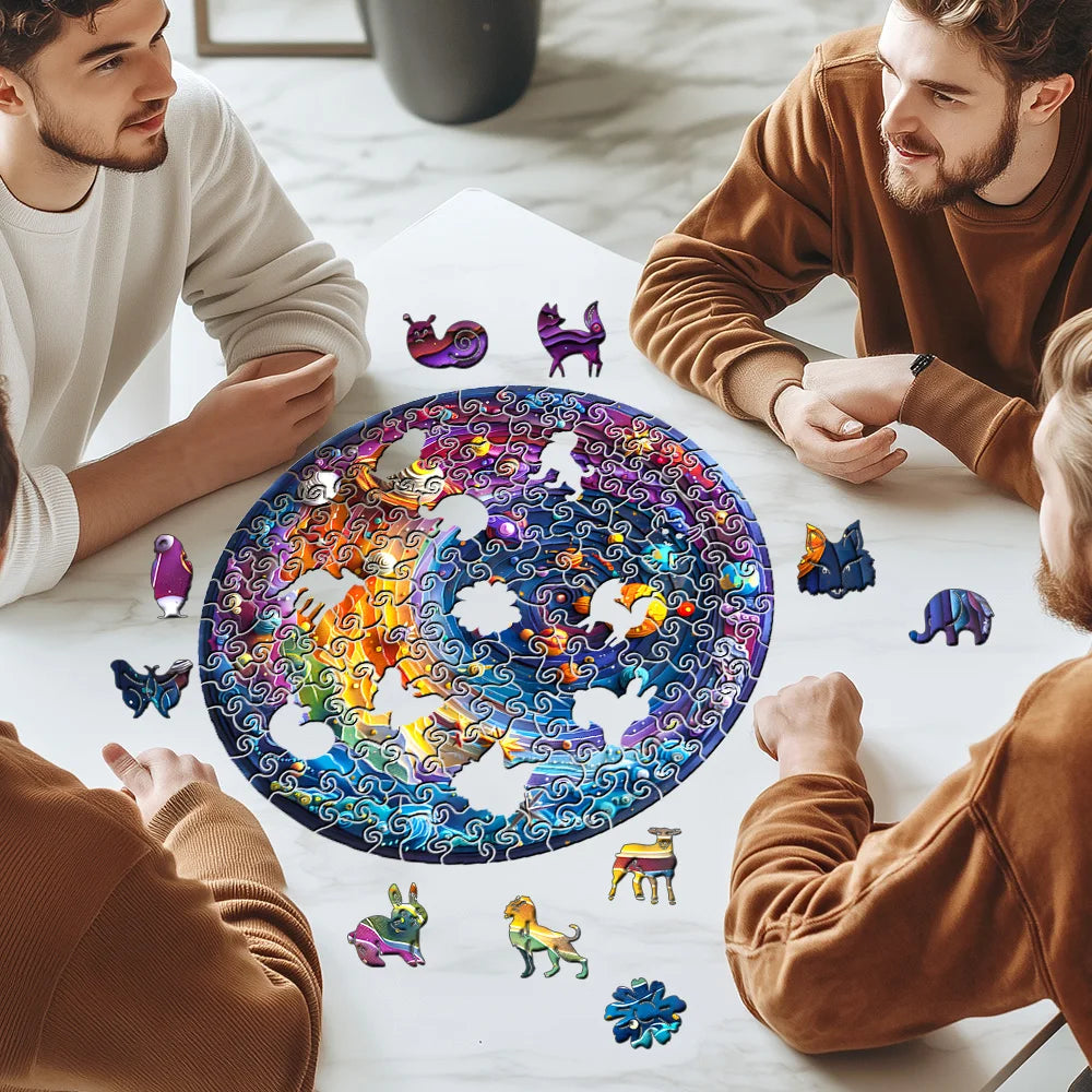 Puzzle en bois sur le thème de l'espace adapté aux adultes – Puzzle intellectuel de forme irrégulière stimulant, respectueux de l'environnement
