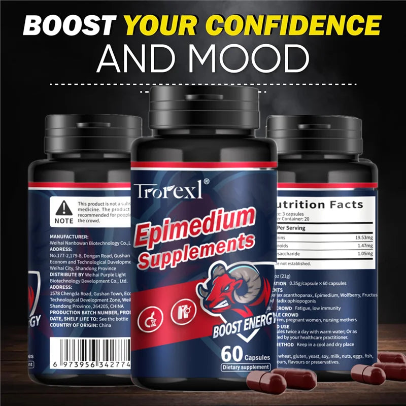 Supplément Epimedium de nutrition sportive pour hommes pour améliorer l'endurance, l'agrandissement et la résistance à la fatigue