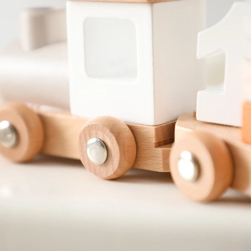 Jouets Montessori Train en bois jouet d'anniversaire bébé jouets éducatifs chariot en bois bébé jouets d'apprentissage nombre de bois bébé jouets cadeaux