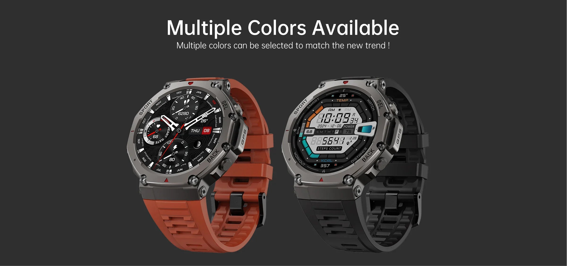 Montre intelligente militaire T-Rex, 3 GPS intégrés, boussole, altimètre, barométrique, 5iko, IP69K, étanche, AMOLED, appel Bluetooth, montre intelligente
