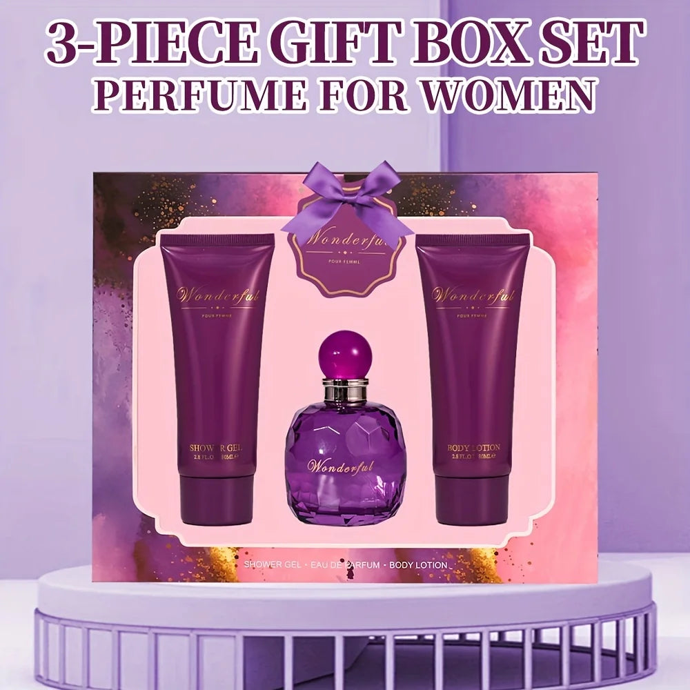 Coffret cadeau bain et corps pour femme et fille, 1,7 floz, vaporisateur d'eau de parfum 2,8 floz, gel douche 2,8 floz, gratitude Linge, parfum pour femme