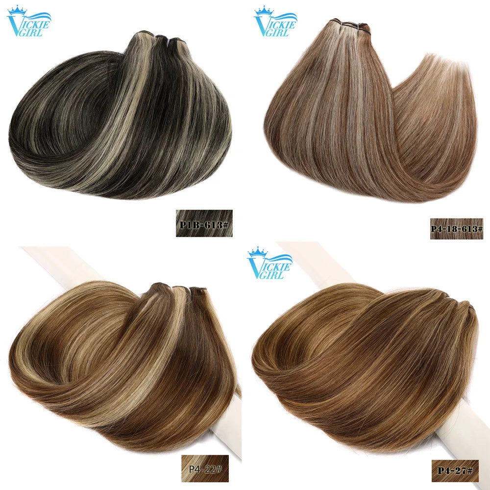 Straight Human Hair Weft Bundles Ombre Blonde Human Hair Extensions 100g/piece 16"-28" Skin Color Remy Straight Double Weft