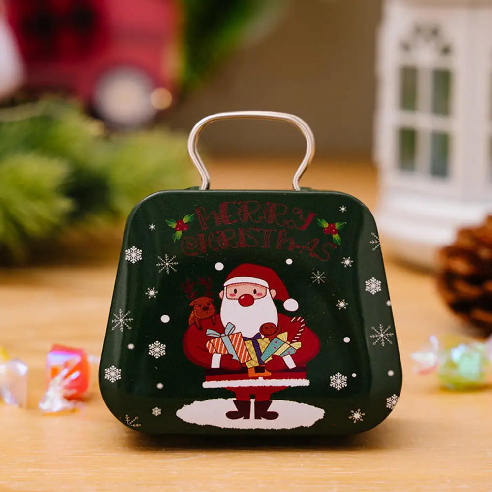 Metal storage box for Christmas decoration, handbag shape, 18 jars, jewelry case, children's gift, storage boxes, open Christmas party, 2024
