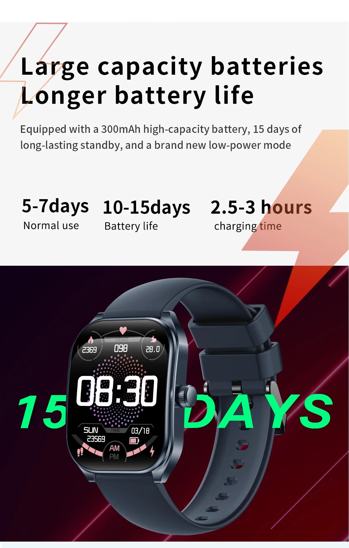 Montre intelligente 2.01 ''AMOLED écran incurvé IP68 étanche Bluetooth 5.3 appel AI Vioce Assistant Fitness Smartwatch pour hommes