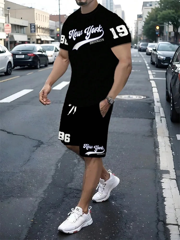 2025 Nouveau Casual Hommes Ensemble, Taille 23 Impression Numérique, L'été Rue De La Mode, Respirant Et Confortable, Sports de Plein Air