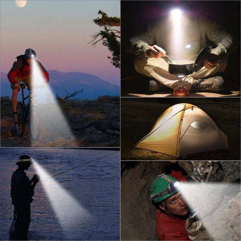 Lampe frontale LED puissante, Rechargeable par USB, télescopique, Zoomable, pour l'extérieur, étanche, lampe frontale de travail, haute luminosité