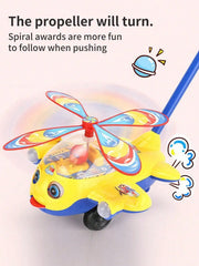 Dessin animé avion jouet chariot jouet éducatif pour enfants en bas âge enfants apprentissage marche main pousser avion jouet pousser