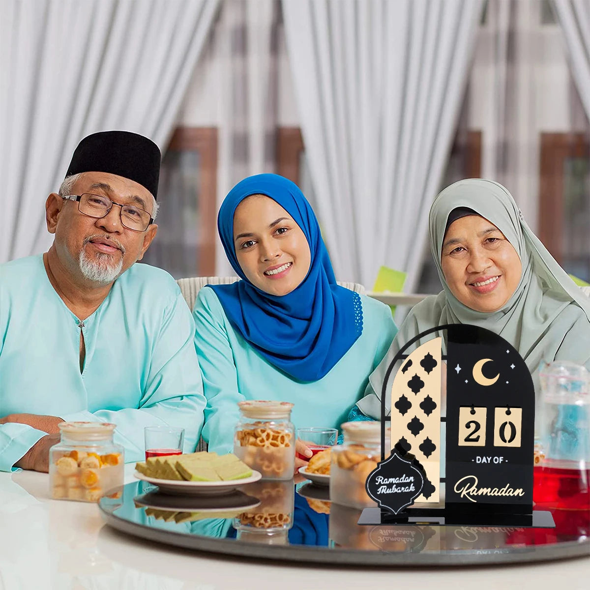 Calendrier de compte à rebours en acrylique pour Ramadan, ornements, cadeaux Eid Mubarak, décor pour la maison, fournitures de fête musulmane islamique 2025 Kareem