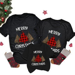T-shirt imprimé arbre de Noël pour la famille, chemises de Noël, vêtements assortis pour la famille, tenues de vacances, hommes, femmes, enfants